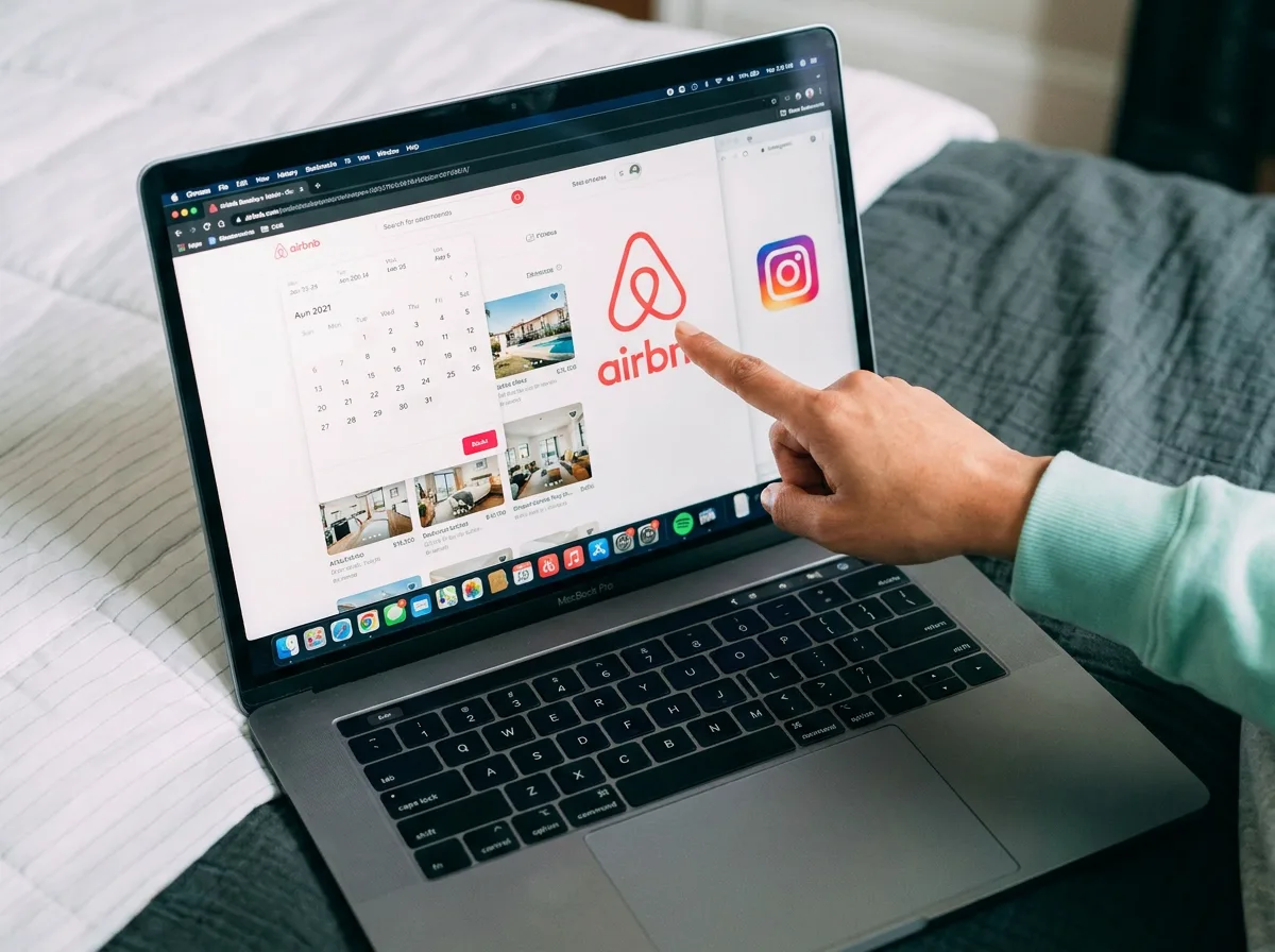 The home live on Airbnb, open on a laptop